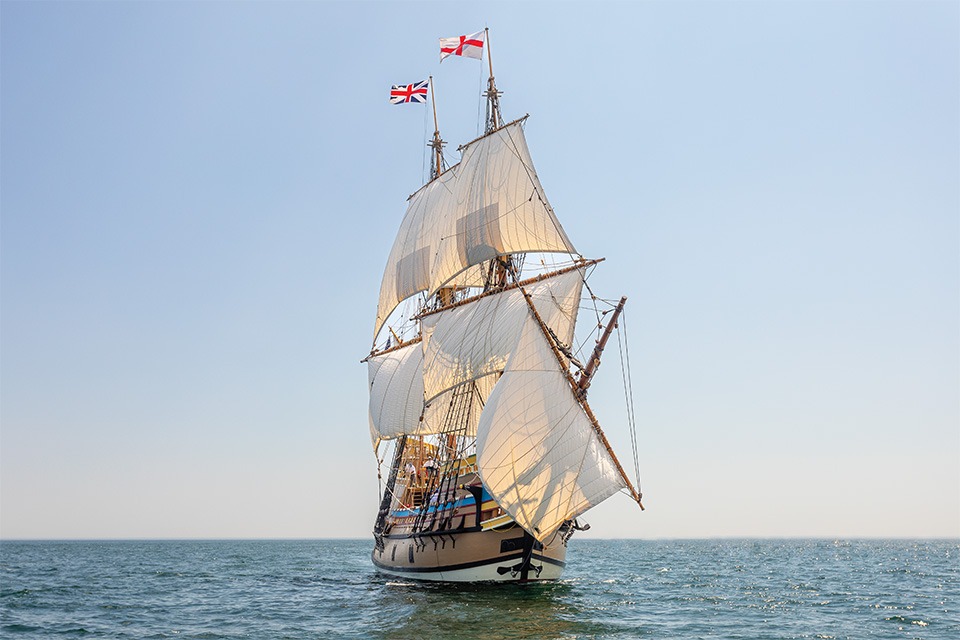 Mayflower II, Plimoth Patuxet Museums in ocean