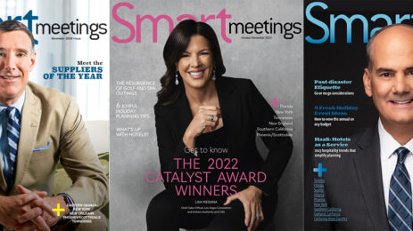 three people on Smart Meetings magazine covers