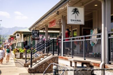 Downtown Hanalei, on island of Kauai, Hawaii