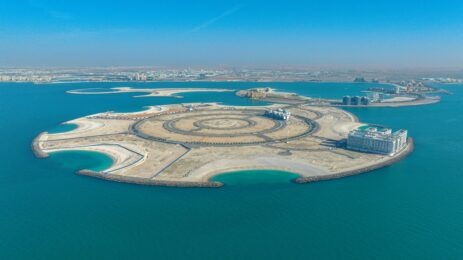 Drone shot of Al Marjan Island Ras Al Khaimah, United Arab Emirates