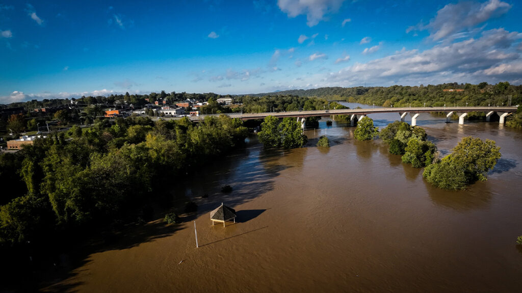 Bisset Park in Radford, Virginia, after Hurricane Helene