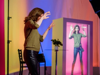 woman posing for hologram image