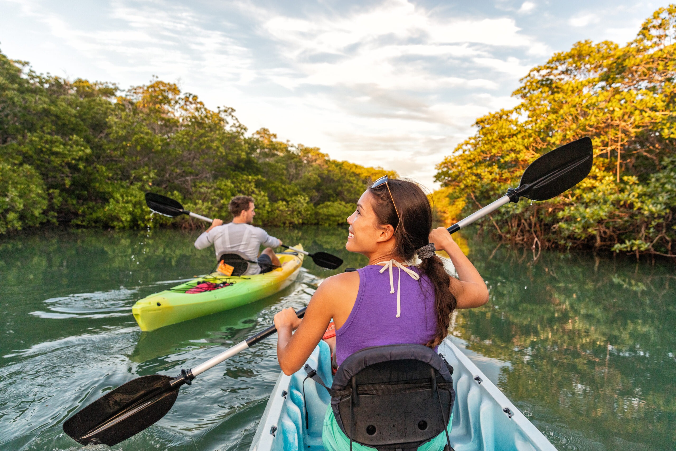 Kayakers touring the river of Islamorada, Florida