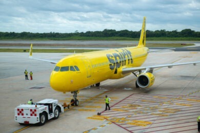 photo of Spirit Airlines plane on the ground