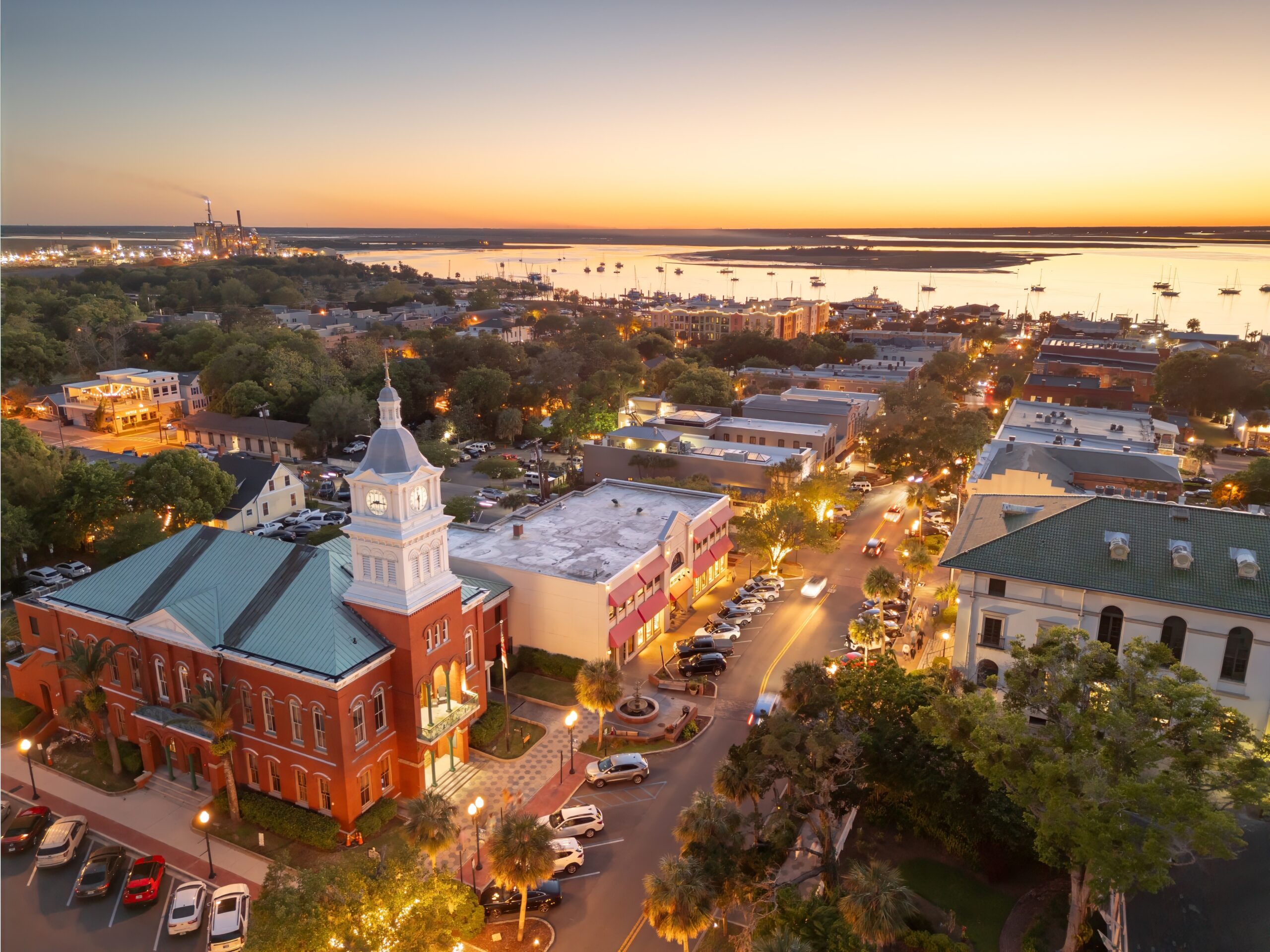 Aerial shot of Fernandina Beach, Florida