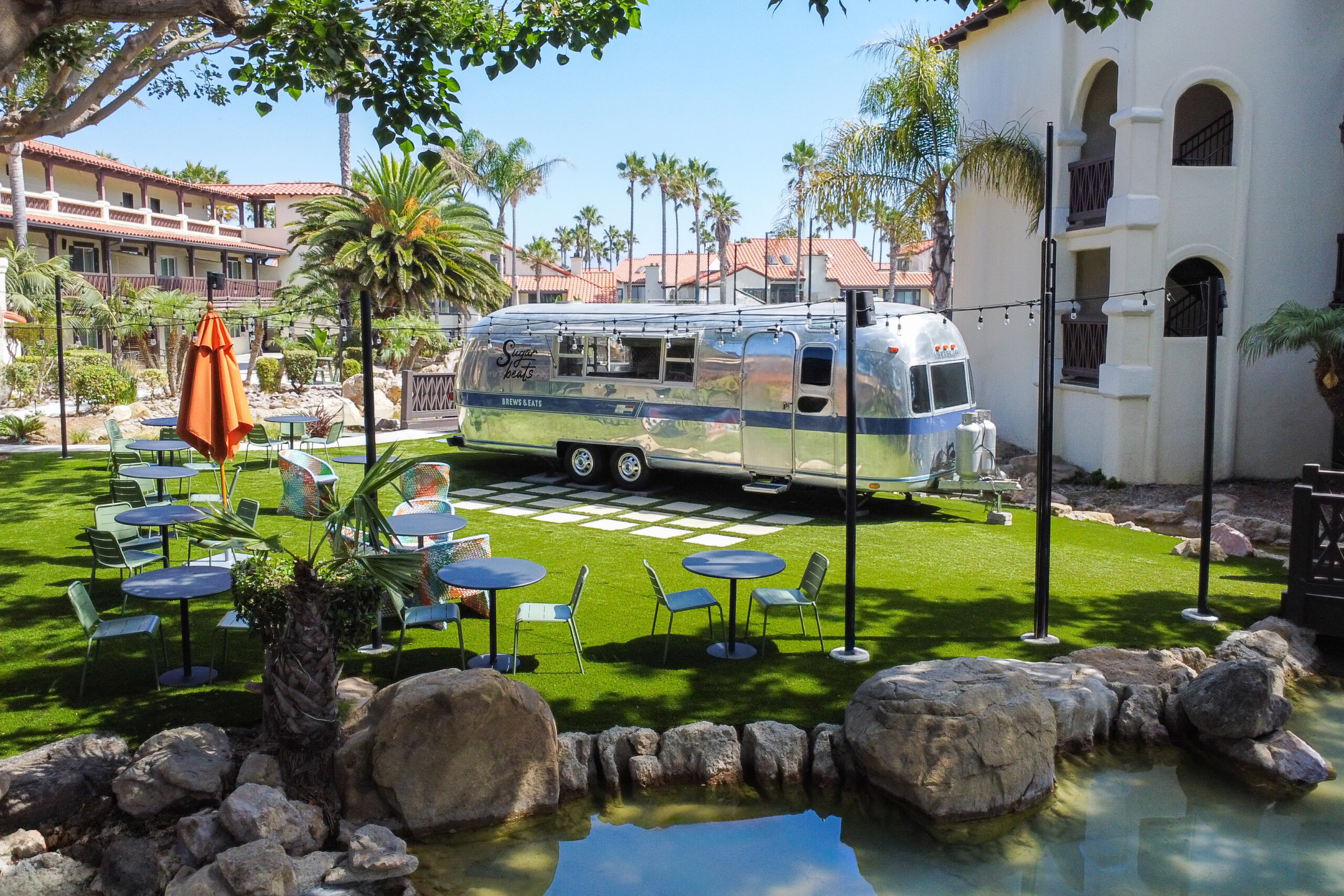 Airstream in large yard at Zachari Dunes on Mandalay Beach