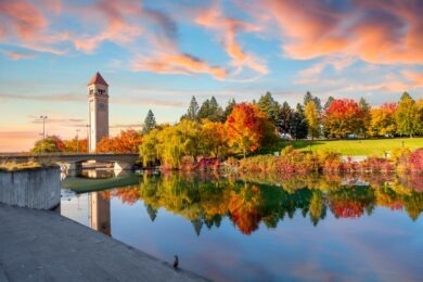 Riverfront Park along the Spokane River in downtown Spokane, Washington