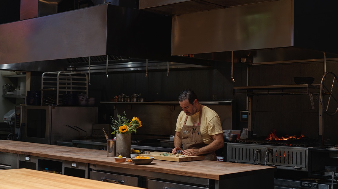 Chef Mark Liberman in kitchen