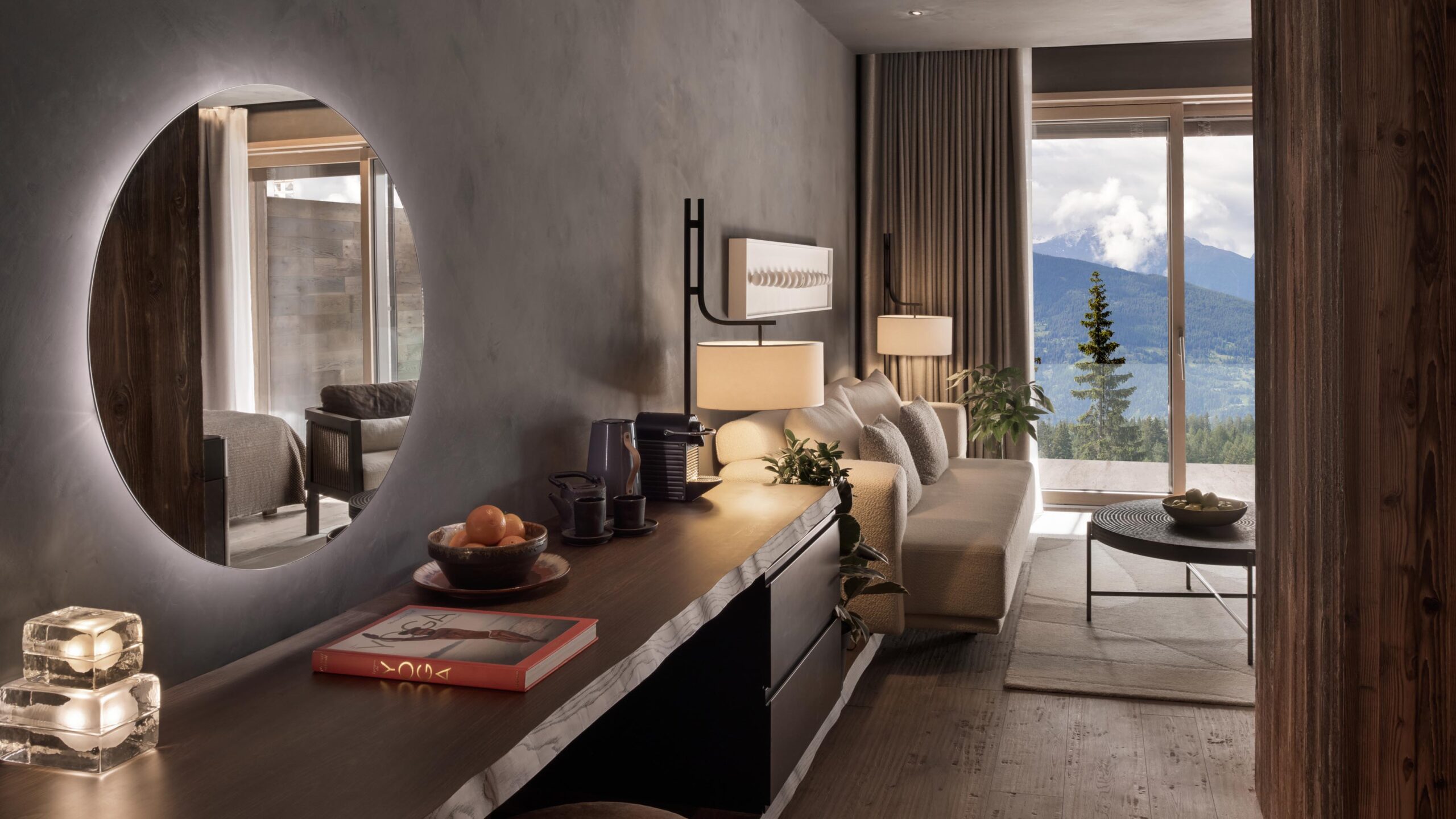 Six Senses Crans Montana deluxe terrace room living room for New and Renovated