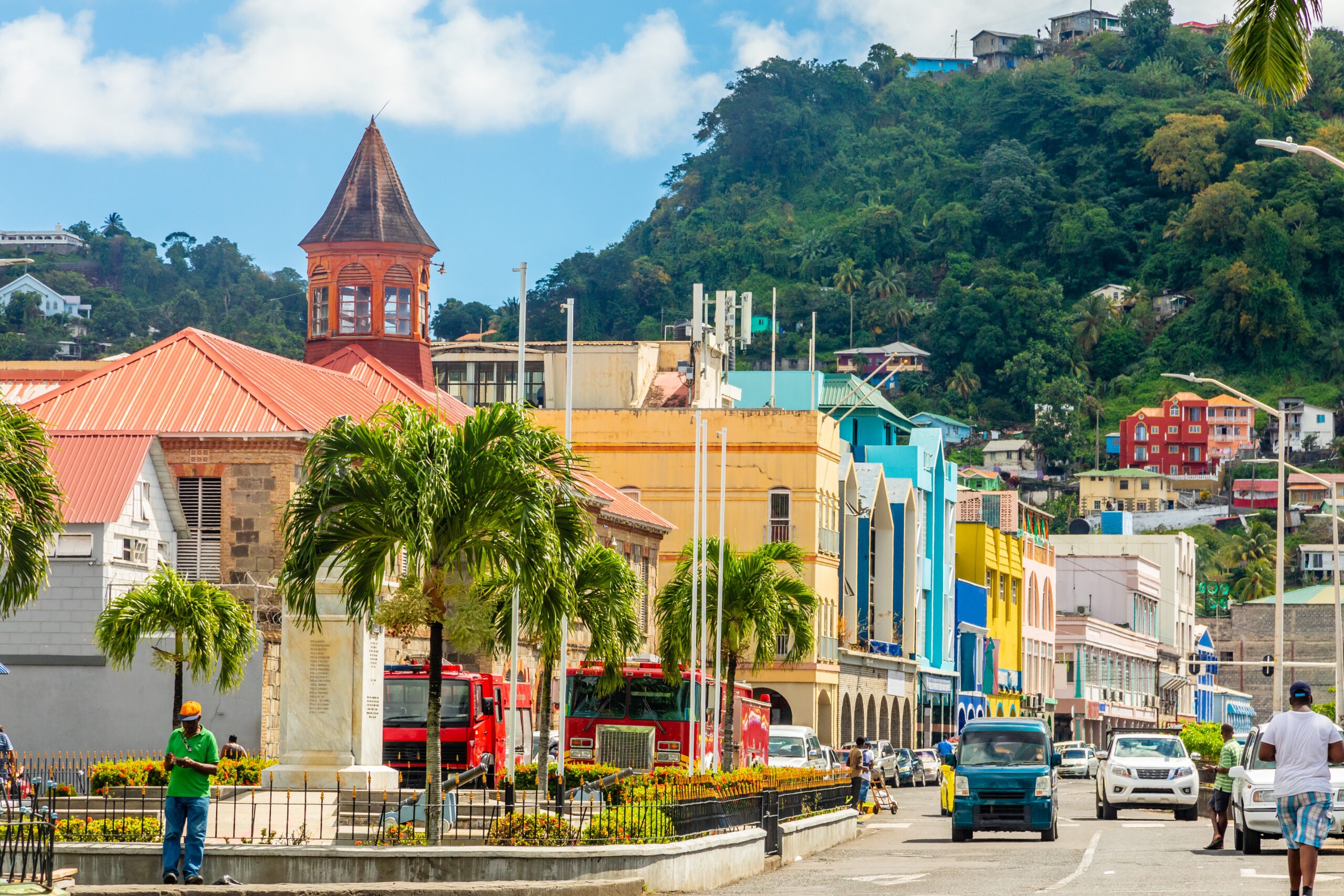 City center of caribbean town Kingstown, Saint Vincent and the Grenadines