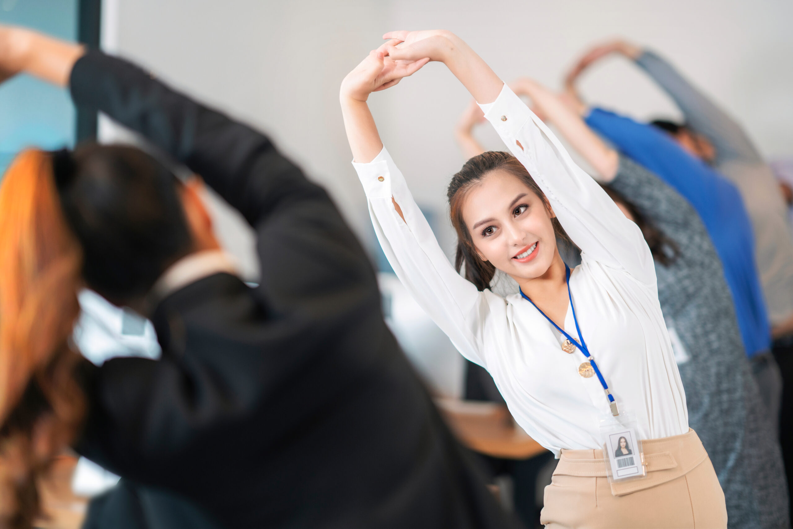 businesspeople stretching