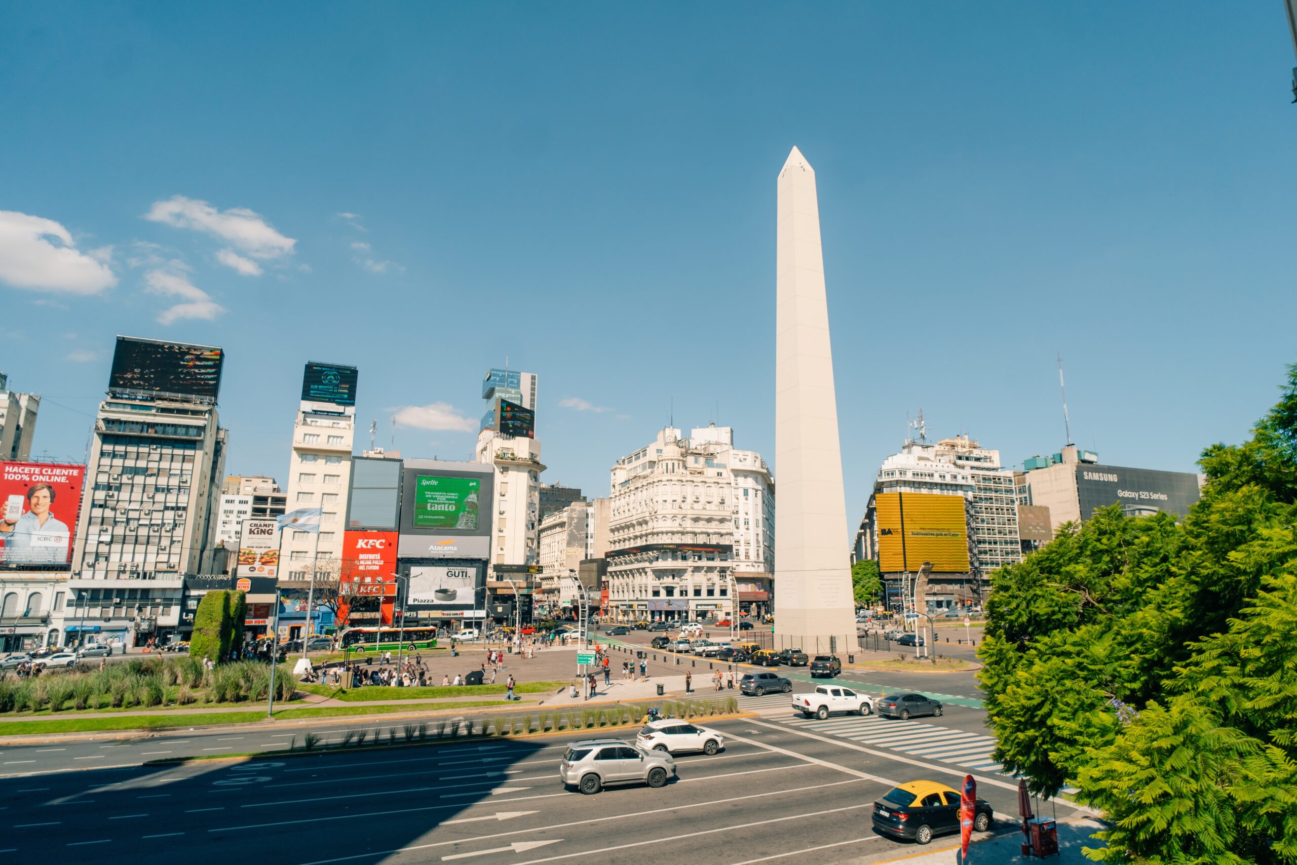 Obelisk in a major touristic destination in Buenos Aires, Argentina 