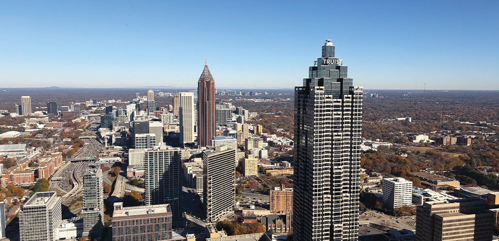 Skyline view from Sun Dial Restaurant, Bar & View