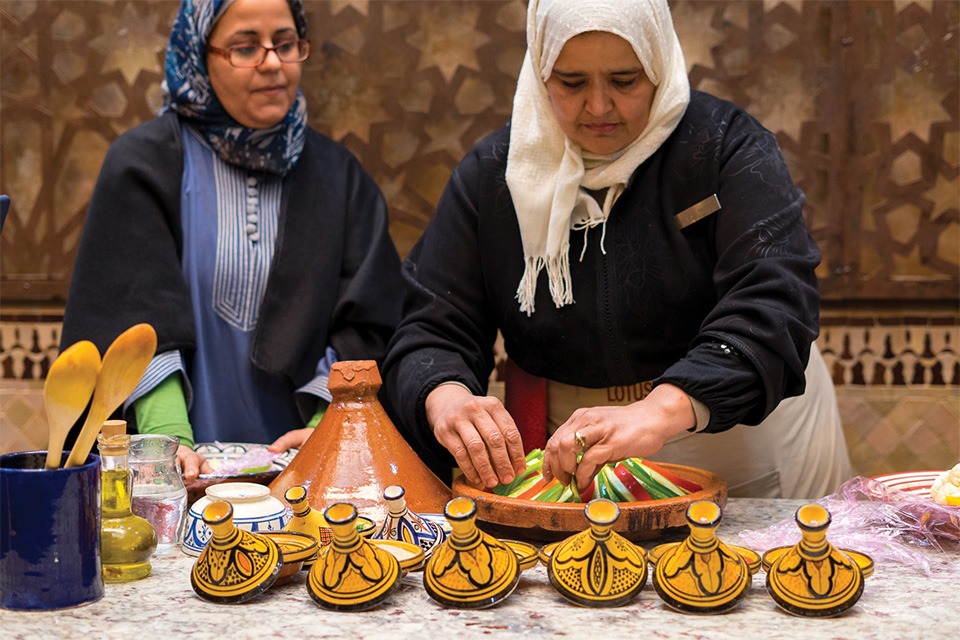 Women making food for Moniker Morocco Retreat