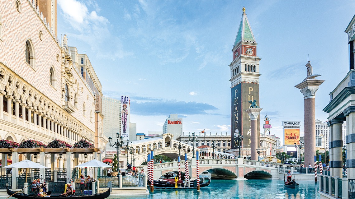 View of The Venetian Resort from river