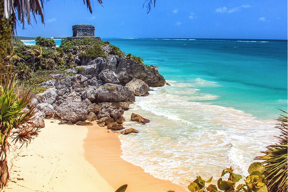 Beach shore in Tulum, Mexico