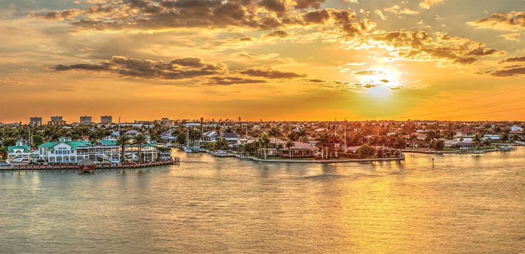 Golden sky over Marco Island, Florida